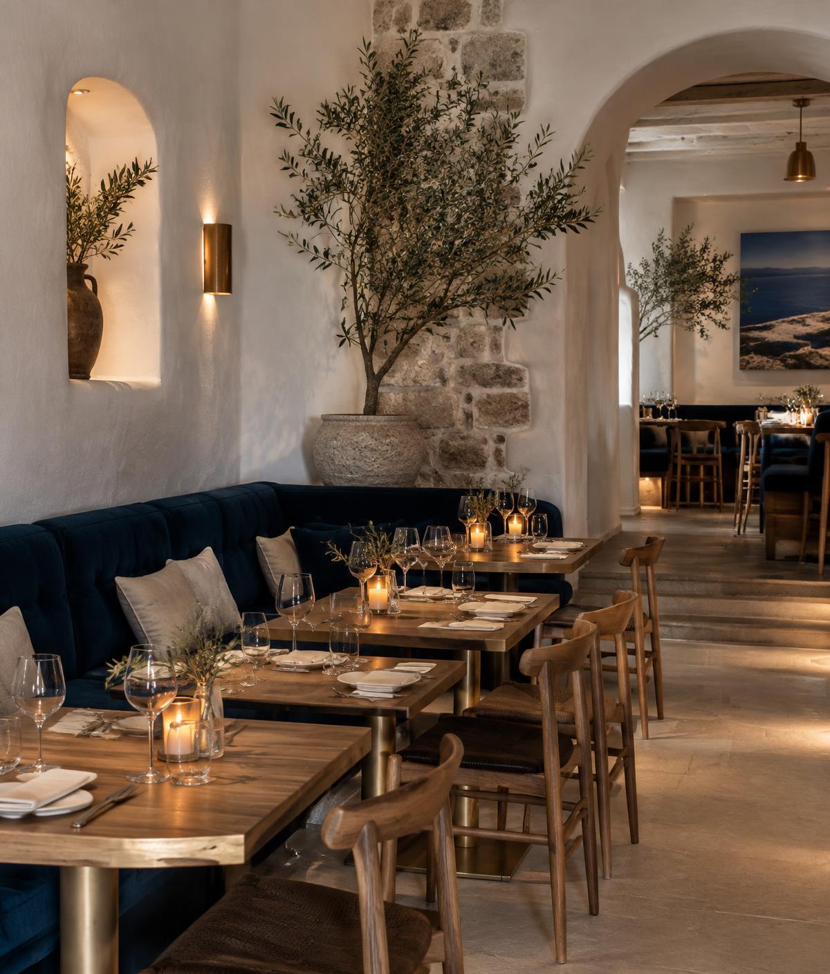 An elegant Mediterranean-inspired dining room